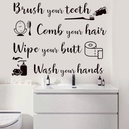 Bathroom Wall Decals Sticker Bathroom Funny Sayings Quotes Wall Sticker Vinyl Peel and Sticker Home Sign Art Decals for Toilet Shower Room Home Decoration.