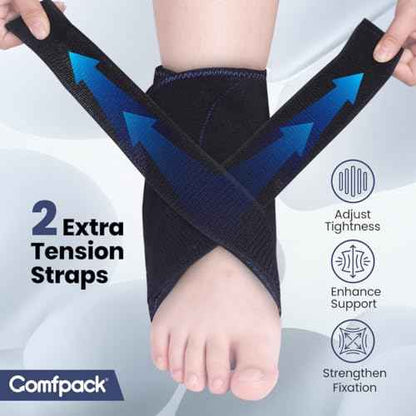 Compression Ankle Ice Pack Wrap for Sprain & Fracture, Ankle Support Brace with 2 Cold Packs, Reusable Gel Cold Hot Therapy for Injuries, Plantar Fasciitis, Achilles Tendonitis, Surgery