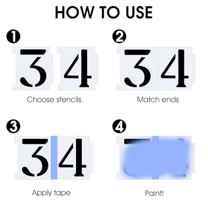 Curb Stencil Kit 0-9 Address Number Stencils for Address Painting 20 Pcs Reusable Plastic Numbers Stencils Interlocking Templates for Painting on Road Wood Wall Mailbox (5.1 ¡¿ 4.3 Inch)