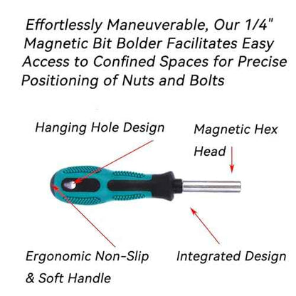 Bit Driver Handle,2 Pieces 1/4 inch Bit Driver Magnetic Screwdriver Bit Holder,6.35mm Hex 110mm Long Mini Short Strong Bit Holder Extension with Non-slip Handle Nut Driver