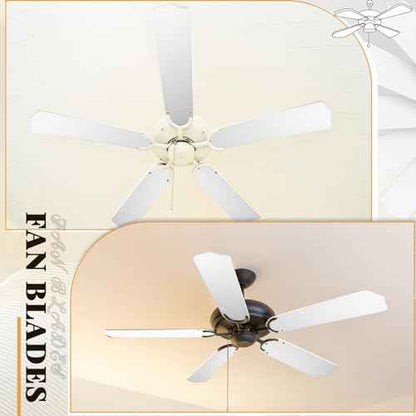 5Pcs Replacement Fan Blades for 42 52 Ceiling Fan Waterproof Weatherproof Blades Replacement for Broken Substitution Indoor Outdoor Summer(White,52 Inch)