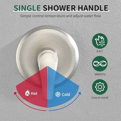 Wall Mount Rough-In Valve Shower Valves Shower Faucet Bathroom Trim Kit Single Handle Tub Shower Valve Mixer Brushed Nickel