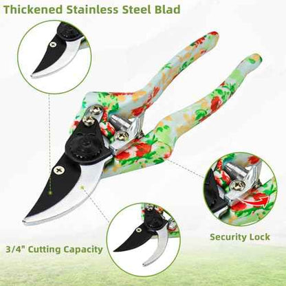 Garden Tools Set, JUMPHIGH 10 PCS Heavy Duty Gardening Tools Includes Hand Trowel Rake Weeder Pruner, Gardening Gifts for Women, Garden Kit with Tote Bag, Apron, Gloves, Kneeling Pad