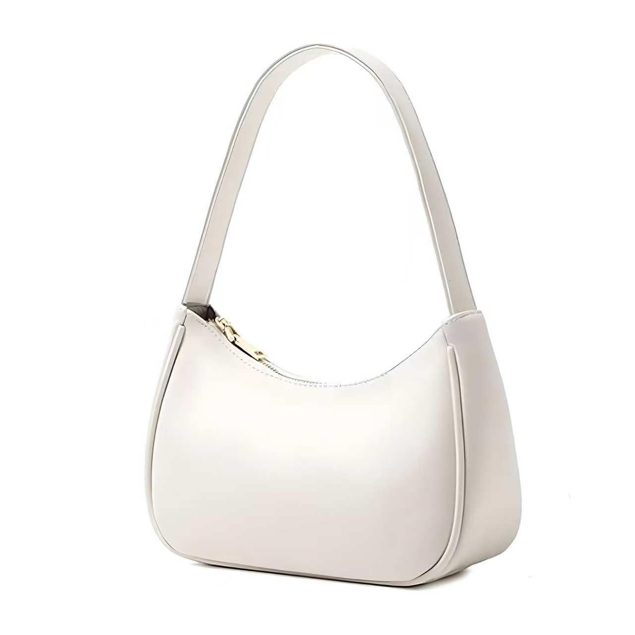 Shoulder Bags for Women Girls, Cute Tote Handbag Mini Clutch Purse with Zipper Closure, White
