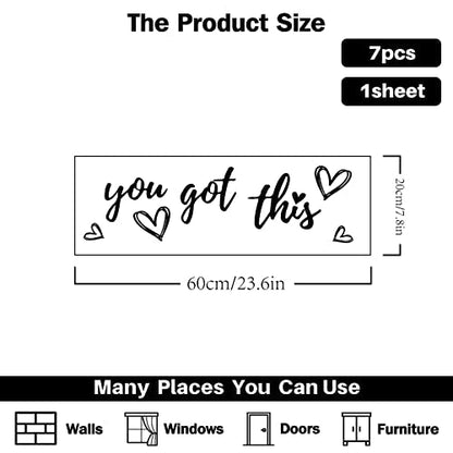 PLIGREAT You Got This Quotes Wall Stickers, Peel and Stick Wall Decals, Removable Vinyl Art Letters Walls Sticker for Bedroom Living Room Home Office Decorations Indoor Window Art Decor