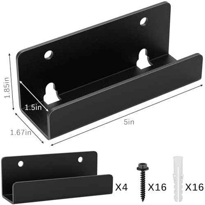 4Pcs Ladder Hanger for Wall Steel Wall Mount Bracket Heavy Duty Ladder Hanger Garage Tile Hanger Bracket Billboard Hook Garage Wall Bracket Folding Chair Ladder Storage Tool (Black)