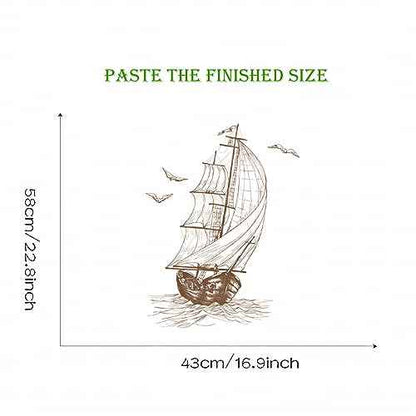 Sketch of A Sailboat Seagull Wall Stickers, sacinora Travel Adventure Inspirational Wanderlust Sailboat Nautical Wall Decals RemovableVinyl for Living Room Bedroom Bathroom Kitchen Sofa TV Background