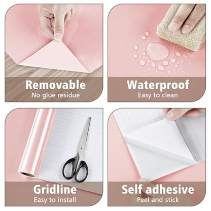 15.8''x80'' Glossy Pink Contact Paper for Countertops Shiny Pink Peel and Stick Wallpaper Self Adhesive Glitter Contact Paper for Cabinets Bathroom Dresser Table Vinyl Film Wall Stickers