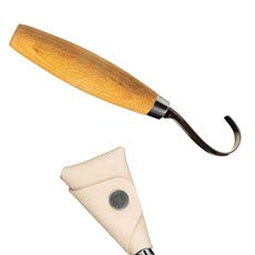 Morakniv 164 Right-Handed Stainless Steel Hook Knife With Leather Sheath For Wood Carving