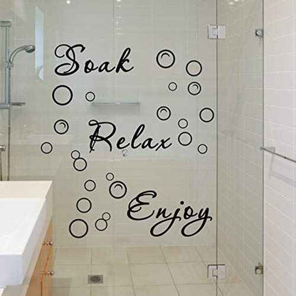 Zonon 2 Bathroom Decals Sticker Soak Relax Enjoy Toilet Rules Decor Vinyl Quote Decor for Home(Simple Style,Black)