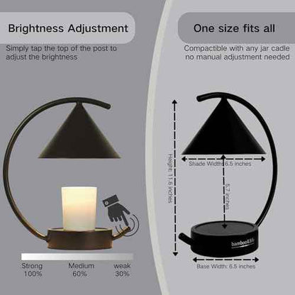 bamboo&life Moonlit TouchOn Candle Warmer Lamp,Free Handmade Placemat&2bulbs,Unique Moon-Shape,Modern&Chic B-Day Gift for Mom,Eco-Luxury Bamboo Base,Standout Japanese Housewarming Gift New Home Decor