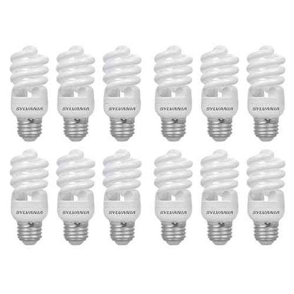 LEDVANCE (12 Bulbs) Sylvania CFL T2 Twist Light Bulb, 2700K Soft White, 60 watt Equivalent, Efficient 13 watts, 850 Lumens, Medium Base - 12 Pack Compact Fluorescent