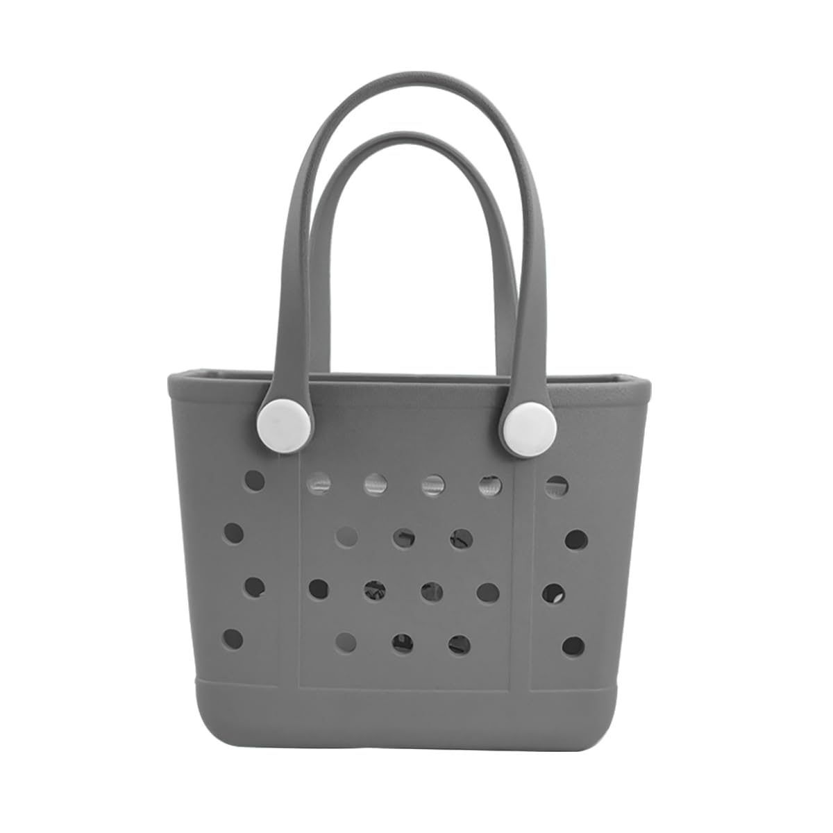UeKeKicg Small Beach Tote Bag, Rubber Beach Bag, Waterproof Washable Durable Open Travel Totes for the Beach Pool Sports (Grey)