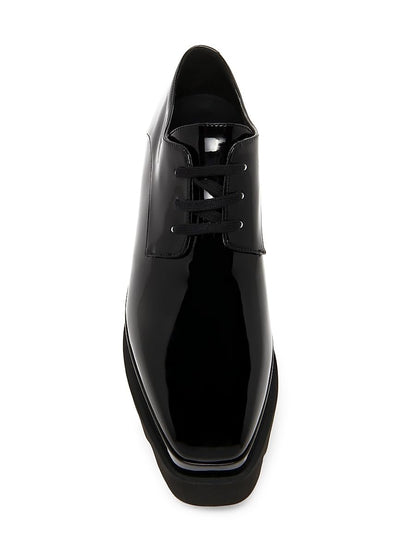 Stella McCartney, Elyse Shiny Patent 75MM Platform Lace-Up Shoes, 36 (6), Black