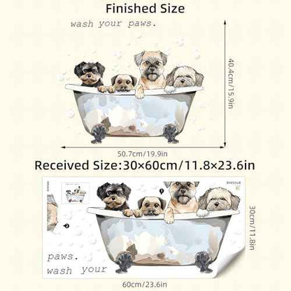 Cute Puppy Bubble Bath Wall Stickers, sacinora Dog Bathtub Pet Wall Decals Removable Vinyl Peel and Stick for Bathroom Nursery Bedroom Art Home Decorations