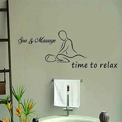 Time to Relax Wall Decal ? PVC Removable Vinyl Sticker for Spa, Massage Room, Sauna, Therapy Space, or Wellness Center ? Calming Word Art Decor ? Size: 36"x14" (Black-JWH329~Spa&Massage)