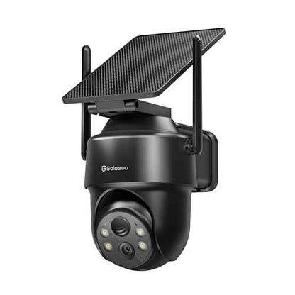 GALAYOU Solar Camera Outdoor Wireless- 2.4GHz WiFi Home Security Cameras with Solar/Battery Powered, Color Night Vision, PIR Sensor, IP65 Waterproof & Easy to Install, Work with Alexa, R1 1P Black