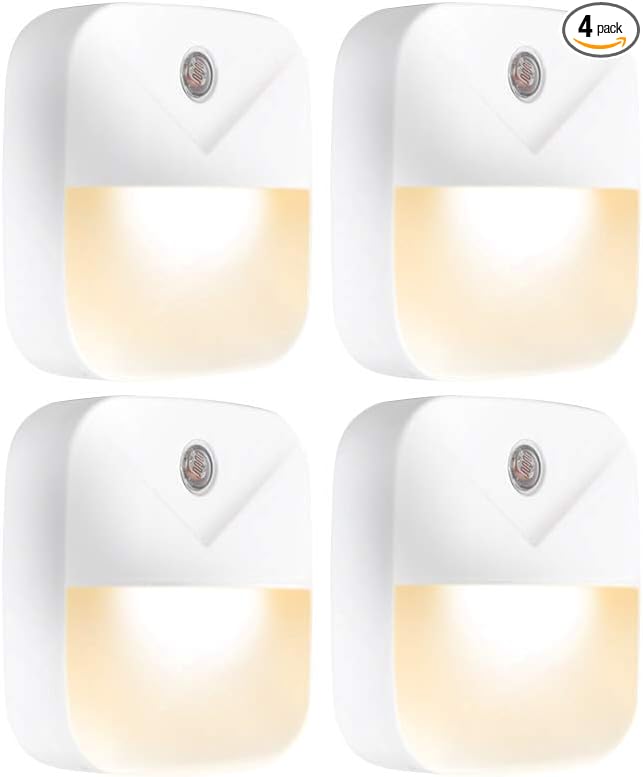 Aultra Night Light LED Night Lights Plug Into Wall - Super Smart Dusk to Dawn Sensor Activated, Automated On & Off, Used for Kitchen, Bathroom, Home Improvement, Bedroom – 4 Pack