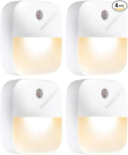 Aultra Night Light LED Night Lights Plug Into Wall - Super Smart Dusk to Dawn Sensor Activated, Automated On & Off, Used for Kitchen, Bathroom, Home Improvement, Bedroom – 4 Pack