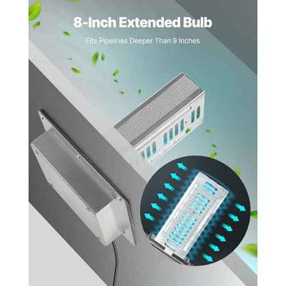 VEVOR HVAC Air Purifier Whole House, 18W 9inch, Light in Duct for Ac (Air Conditioning) Duct, Air Scrubber with 2 Bulb, PCO Technology HVAC Lights with Power Cord for Ac Systems