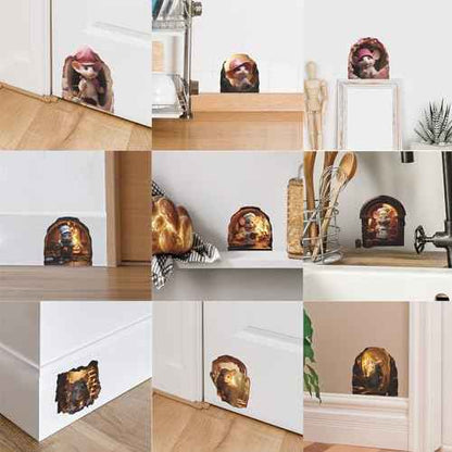 Cartoon Cute Little Mouse Hole Wall Stickers Children's Bedroom Living Room Decorations Home Background Landscaping Decorative Wall Stickers Home Decor Wall Decor, 35.4x11.8 Inches