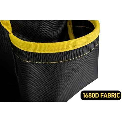 OKF 6-Piece Tool Belt with Suspenders,Magnetic Phone Holder and Hand Drill Tool Pouch Tool Rig for Framers Electrician 1680D Polyester Fabric,20 pockets,Black & Yellow,36-49In,5.5lb