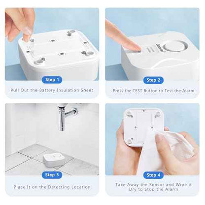 Geevon 10 Pack Water Leak Detectors for Home, 100dB Loud Water Alarm Sensor Leak Detection with Drip Alert for Basements, Laundry Rooms, Kitchen, IP56 Waterproof(Battery Included)