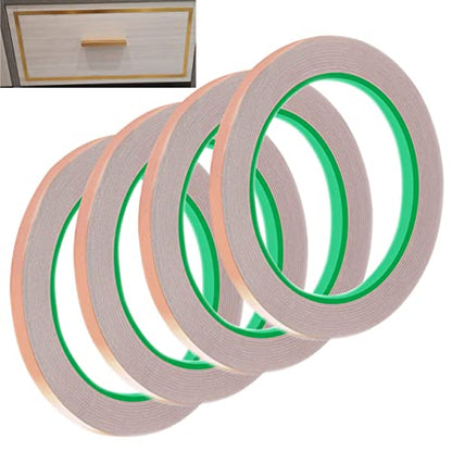 monochef 4pcs Copper Tape with Double-Sided Conductive Copper Foil Tape Self Adhesive EMI Shielding Stained Glass Supplies Soldering Electrical Repairs Paper Circuits Grounding, 1/4inch
