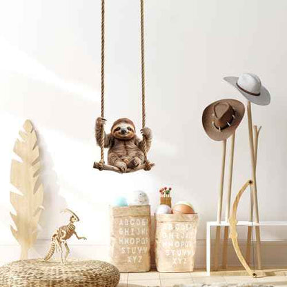 Lifelike Sloth on The Swing Wall Decal Nursery Animal Wall Sticker Removable Peel and Stick Wall Art Decor for Kid Baby Classroom Preschool Living Room Playroom Bedroom School