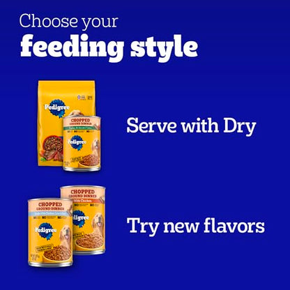 Pedigree Chopped Ground Dinner Adult Canned Soft Wet Dog Food Beef Flavor, 22 oz. Cans (12 Count, Pack of 1)
