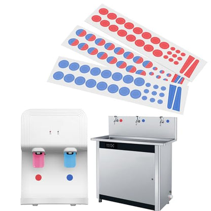 Pack of 3 Faucet Sticker Round Diameter 1cm/8mm/3mm Triangular 5x32mm Suitable for Faucets Home Bathroom Kitchen Hotel Self Stick Hot/Cold Water Label Red and Blue