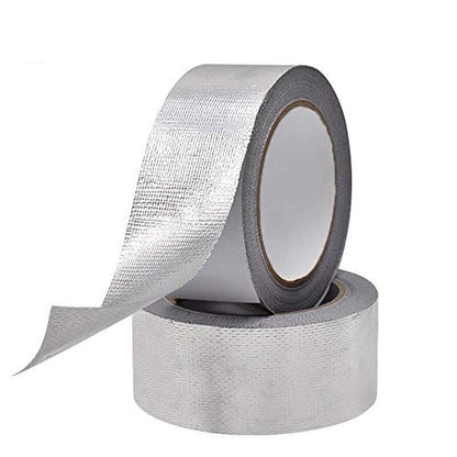 2" Fiber-Glass Cloth Tape Roll, 2 inches x 65 Yards Self-Adhesive Silver Duct Heat Reflective Tape, Insulation Resistant High Temperature HVAC Tape, Metal Repair, Patching Hot Cold Air