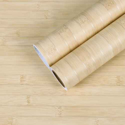 CHIHUT Light Beige Bamboo Wood Grain Peel and Stick Wallpaper Self Adhesive Removable Wood Grain Contact Paper for Cabinets Walls Nature Wood Look Wallpaper for Kitchen Countertops 12''x100''