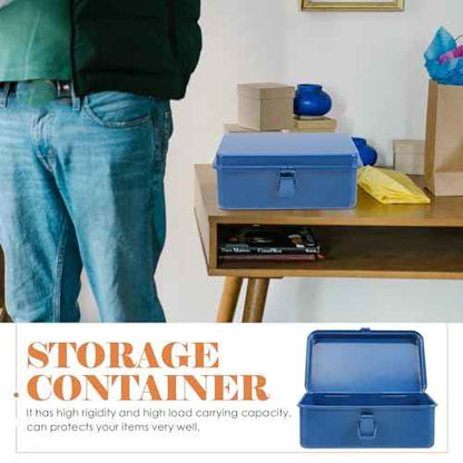 DOITOOL Small Tool Box - Metallic Tool Storage Case with Organizer for Car/Home Tools, Nails & Pins