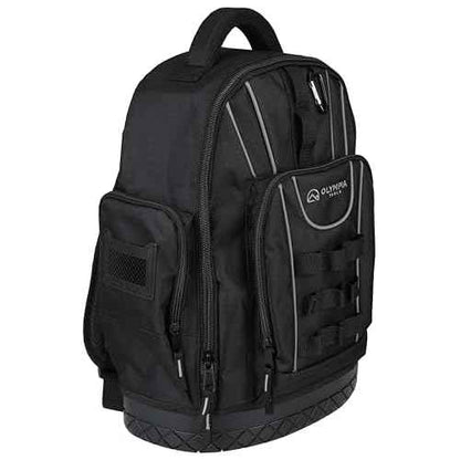 Olympia Tools 17.5 In Tool Organizer Backpack, Heavy-Duty Tool Bag Backpack with Padded Shoulder, Back, and Waist Straps