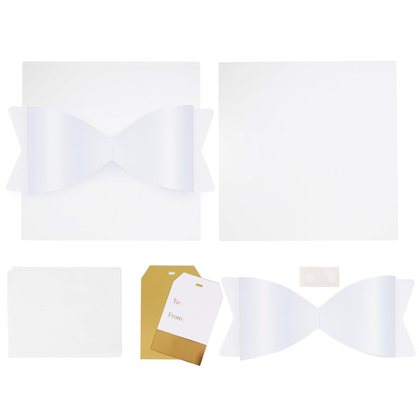 LaRibbons Large White Gift Boxes with Lid and Bow – 10x10x10 Inch Collapsible Square Box for Birthday, Wedding, Baby Shower, Christmas, Party Gifts, All Occasion