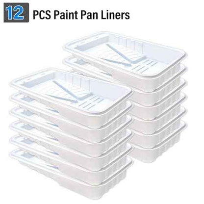 Great Andrew 4 Inch Paint Trays Double Thick, 12 PCS Sturdy Plastic Small Paint Tray Liners Ideal for Small Projects, DIY Painting Walls, Furniture (White)