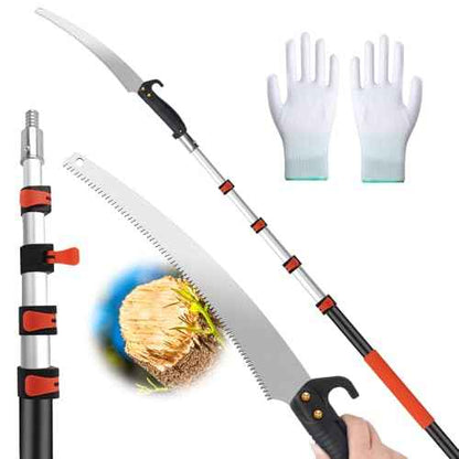 Manual Pole Saws for Tree Trimming,Reach 26 FT Telescoping Pole Saws with Long Pole,Tree Saw with 19" 3X Detachable Saw,Non-Slip Handle and Gloves,Tree Trimmer for Yard Garden Tree Palm Shrub