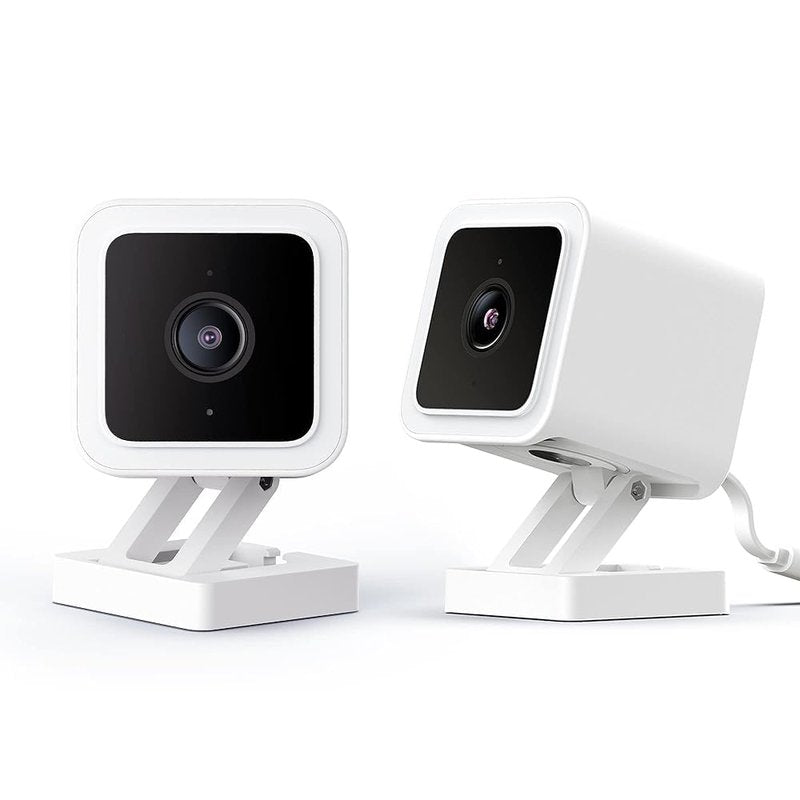 WyzeCamera v3 1080p HD Indoor/Outdoor Plug-in Smart Home Security Cameras, Color Night Vision, 2-Way Audio, MicroSD Card Slot, Compatible with Alexa - White, 2-Pack