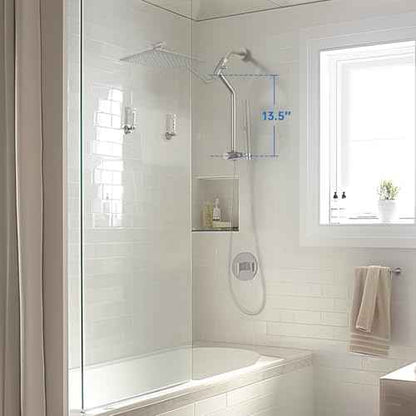 G-Promise All Metal Shower Diverter with Low Holder, Extended 13.5 Inch, 3-Way Diverter Valve with Pause Mode for Handheld and Fixed Shower Heads ? 4-Setting Replacement Part (Brushed Nickel)