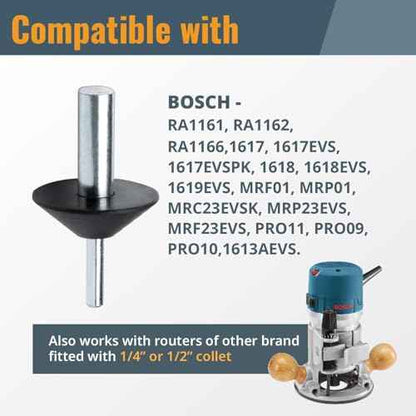 POWERTEC Router Centering Pin and Cone Set Compatible with Bosch Router Sub Bases with 1/2" & 1/4" Ends, Calibrate Router Base Plates, Centering Template Guides on Routers & Accessories, 71833