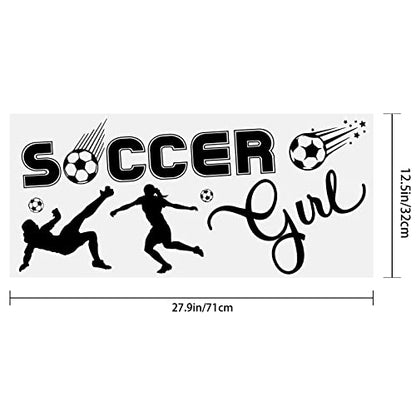 PLIGREAT Soccer Girl Quotes Wall Stickers, Peel and Stick Wall Decals, Removable Vinyl Soccer Ball Football Sticker for Soccer Fans Girls Bedroom Playroom Indoor Stadium Wall Decoration Wall Art Decor