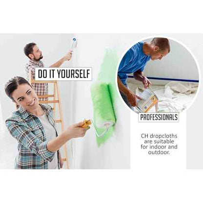 Canvas Painters Drop Cloth (Size 4 x 10 Feet - Pack of 1) - Pure Cotton Paint Drop Cloth for Painting, Curtains, Furniture & Floor Protection - All Purpose Thick Canvas tarp with Double Stitched Edges
