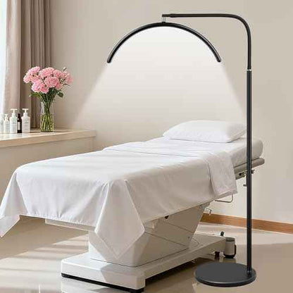 Half Moon LED Floor Lamp - Professional Shadow-Free, Dimmable Light | for Lash Techs, Estheticians & Tattoo Artists | Eyelash Extensions, Nail Art, Home & Office (Matte Black)