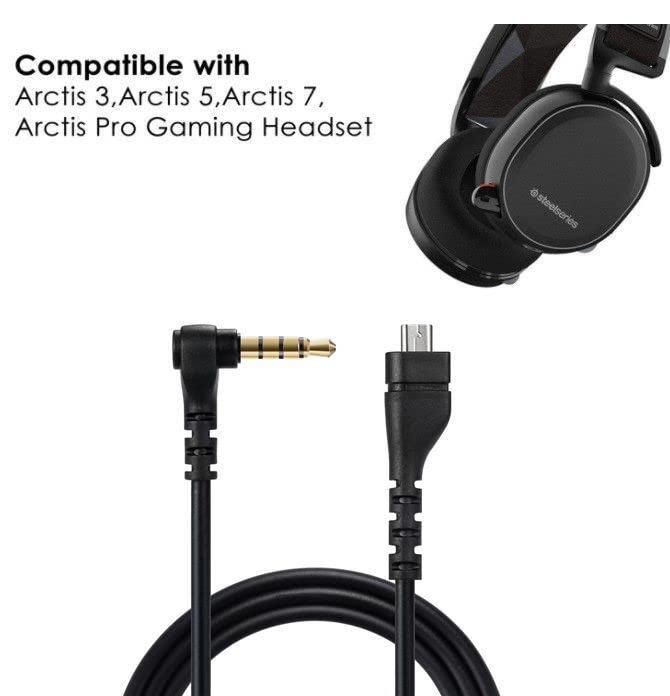 EARLA TEC Replacement Audio Cable Cord, Compatible for SteelSeries Arctis 3 /Arctis 5/ Arctis 7 /Arctis Pro Wireless Gaming Headphones (Audio Cable, Black)