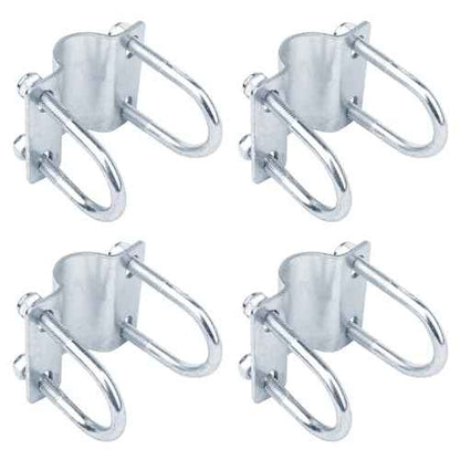 4 Pack 2-3/8" x 1-5/8" OD U-Bolt Cross Clamps, Adjustable Neck Rail to Post Bracket, Connector for Stall Barn Corral Panels Chain Link Fence, 5/32" Thick