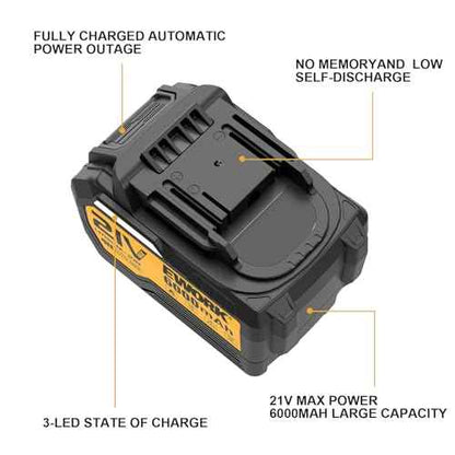 EWORK 6.0Ah Lithium-Ion Battery for 20V/21V Max Series Cordless Power Tools - EK-6.0B