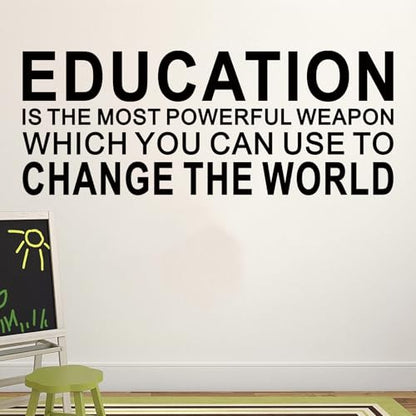 Motivational Quotes Wall Stickers for Classroom: Inspirational Vinyl Art Wall Decals for Library School - Education Change The World 23" X 9"