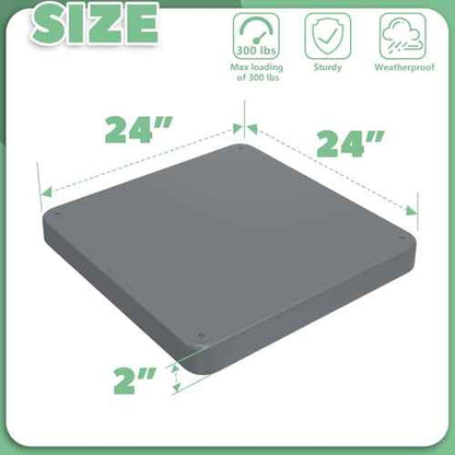 Equipment Pad for HVAC Systems,24'' x 24'' x 2'' Ground Equipment Pad,Outdoor Plastic Condenser Unit Pad,Ground Leveling Support Base for Air Conditioner Heat Pump Systems