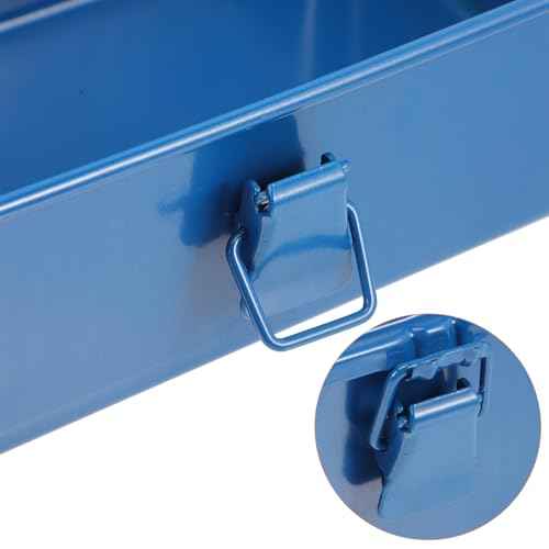 UPKOCH Blue Iron Mechanics Tool Box Container - Portable Car Case, Trunk Tool Storage Organizer for Home, Garage, Workshop - 7.48 X 4.72 X 3.07 Inches